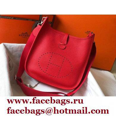 Hermes Evelyne III PM Bag Red with Silver Hardware