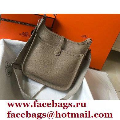 Hermes Evelyne III PM Bag Tourterelle Grey with Silver Hardware