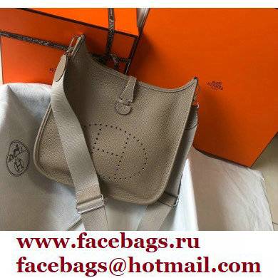 Hermes Evelyne III PM Bag Tourterelle Grey with Silver Hardware