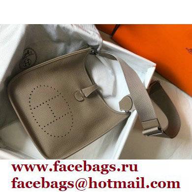 Hermes Evelyne III PM Bag Tourterelle Grey with Silver Hardware