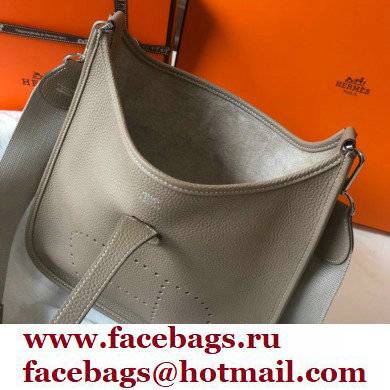 Hermes Evelyne III PM Bag Tourterelle Grey with Silver Hardware