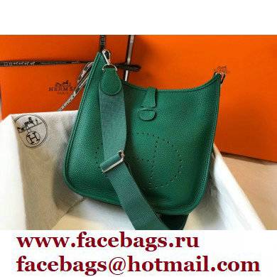 Hermes Evelyne III PM Bag Vertigo Green with Silver Hardware