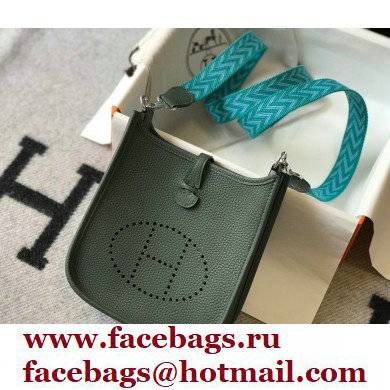 Hermes Mini Evelyne Bag Almond Green with Silver Hardware