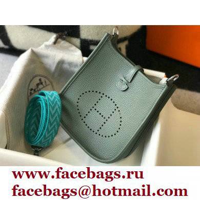 Hermes Mini Evelyne Bag Almond Green with Silver Hardware