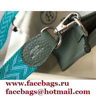 Hermes Mini Evelyne Bag Almond Green with Silver Hardware