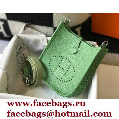 Hermes Mini Evelyne Bag Avocado Green with Silver Hardware