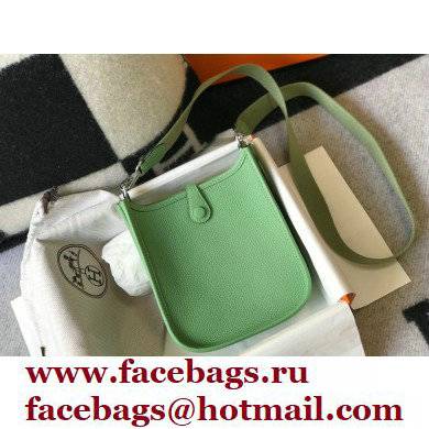 Hermes Mini Evelyne Bag Avocado Green with Silver Hardware