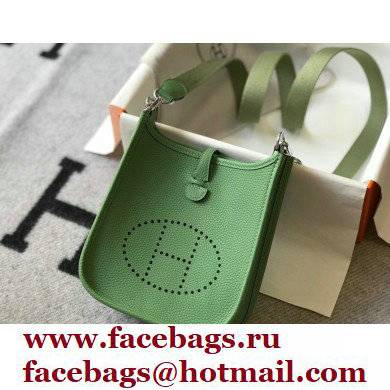 Hermes Mini Evelyne Bag Avocado Green with Silver Hardware