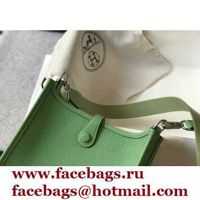 Hermes Mini Evelyne Bag Avocado Green with Silver Hardware