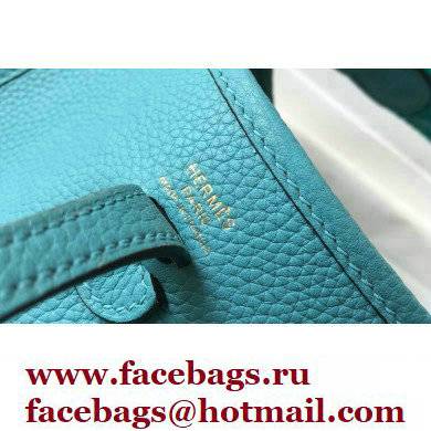 Hermes Mini Evelyne Bag Blue Du Nord with Gold Hardware Half Handmade