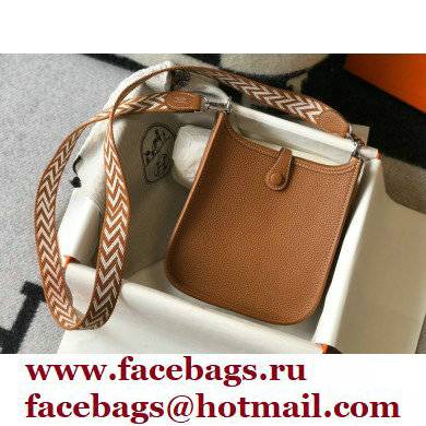 Hermes Mini Evelyne Bag Brown with Silver Hardware