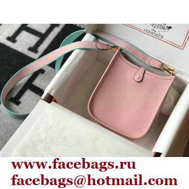 Hermes Mini Evelyne Bag Cherry Pink with Gold Hardware Half Handmade