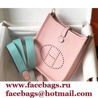 Hermes Mini Evelyne Bag Cherry Pink with Gold Hardware Half Handmade