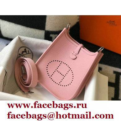 Hermes Mini Evelyne Bag Cherry Pink with Silver Hardware