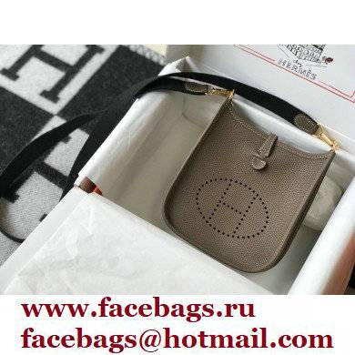 Hermes Mini Evelyne Bag Etoupe with Gold Hardware Half Handmade