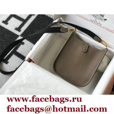 Hermes Mini Evelyne Bag Etoupe with Gold Hardware Half Handmade