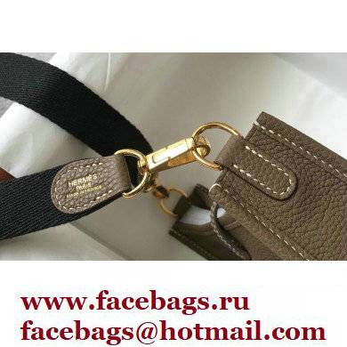 Hermes Mini Evelyne Bag Etoupe with Gold Hardware Half Handmade