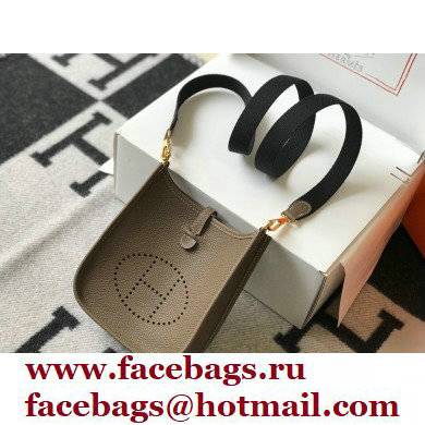 Hermes Mini Evelyne Bag Etoupe with Gold Hardware Half Handmade