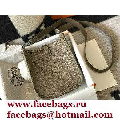 Hermes Mini Evelyne Bag Etoupe with Silver Hardware