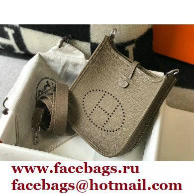 Hermes Mini Evelyne Bag Etoupe with Silver Hardware