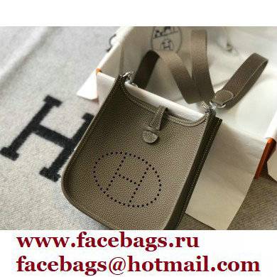 Hermes Mini Evelyne Bag Etoupe with Silver Hardware