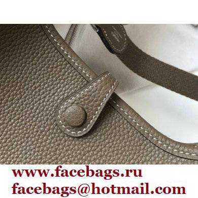 Hermes Mini Evelyne Bag Etoupe with Silver Hardware