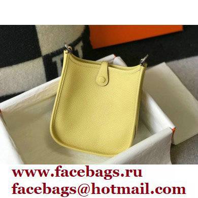 Hermes Mini Evelyne Bag Light Yellow with Silver Hardware