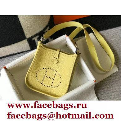 Hermes Mini Evelyne Bag Light Yellow with Silver Hardware