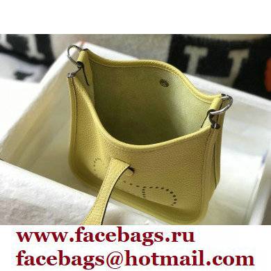 Hermes Mini Evelyne Bag Light Yellow with Silver Hardware