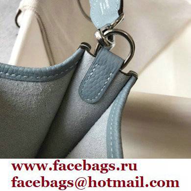 Hermes Mini Evelyne Bag Linen Blue with Silver Hardware