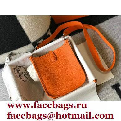 Hermes Mini Evelyne Bag Orange with Silver Hardware