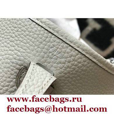 Hermes Mini Evelyne Bag Pearl Grey with Silver Hardware