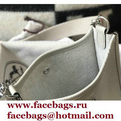 Hermes Mini Evelyne Bag Pearl Grey with Silver Hardware