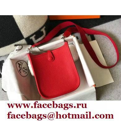 Hermes Mini Evelyne Bag Red with Silver Hardware