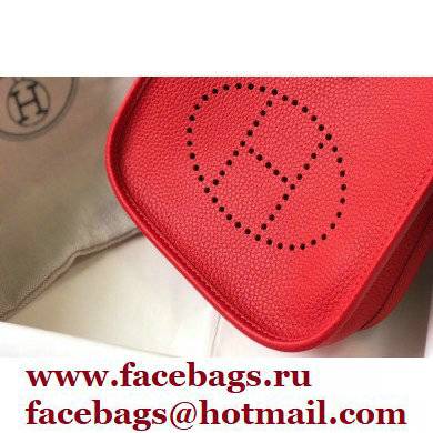 Hermes Mini Evelyne Bag Red with Silver Hardware