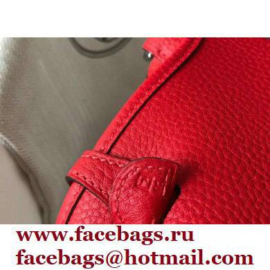 Hermes Mini Evelyne Bag Red with Silver Hardware