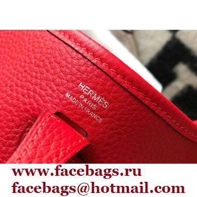 Hermes Mini Evelyne Bag Red with Silver Hardware