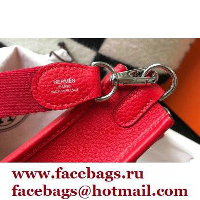 Hermes Mini Evelyne Bag Red with Silver Hardware