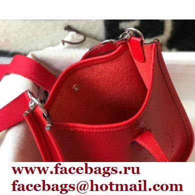 Hermes Mini Evelyne Bag Red with Silver Hardware