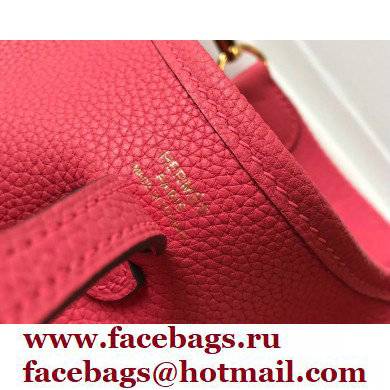 Hermes Mini Evelyne Bag Rouge Pink with Gold Hardware Half Handmade