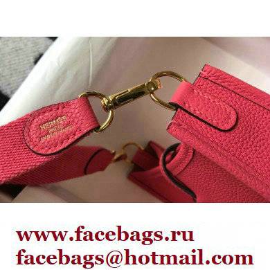 Hermes Mini Evelyne Bag Rouge Pink with Gold Hardware Half Handmade