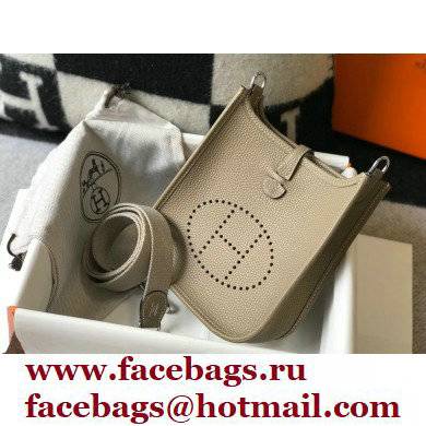 Hermes Mini Evelyne Bag Tourterelle Grey with Silver Hardware