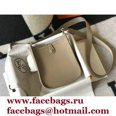 Hermes Mini Evelyne Bag Tourterelle Grey with Silver Hardware