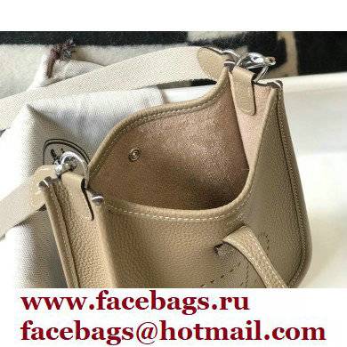 Hermes Mini Evelyne Bag Tourterelle Grey with Silver Hardware