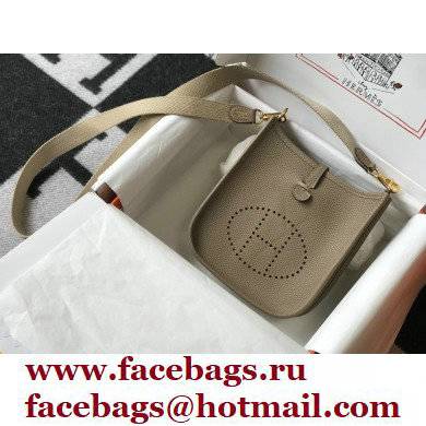 Hermes Mini Evelyne Bag Trench Grey with Gold Hardware Half Handmade