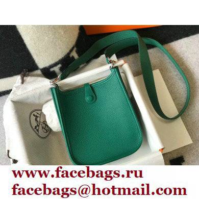 Hermes Mini Evelyne Bag Vertigo Green with Silver Hardware