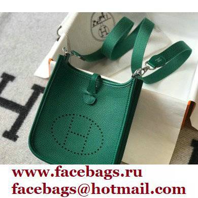 Hermes Mini Evelyne Bag Vertigo Green with Silver Hardware