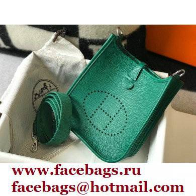 Hermes Mini Evelyne Bag Vertigo Green with Silver Hardware