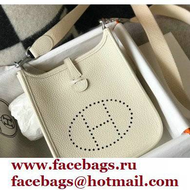 Hermes Mini Evelyne Bag White with Silver Hardware