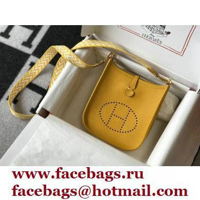 Hermes Mini Evelyne Bag Yellow with Gold Hardware Half Handmade